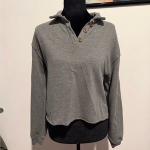 Wild Fable Gray Button-Up Sweatshirt